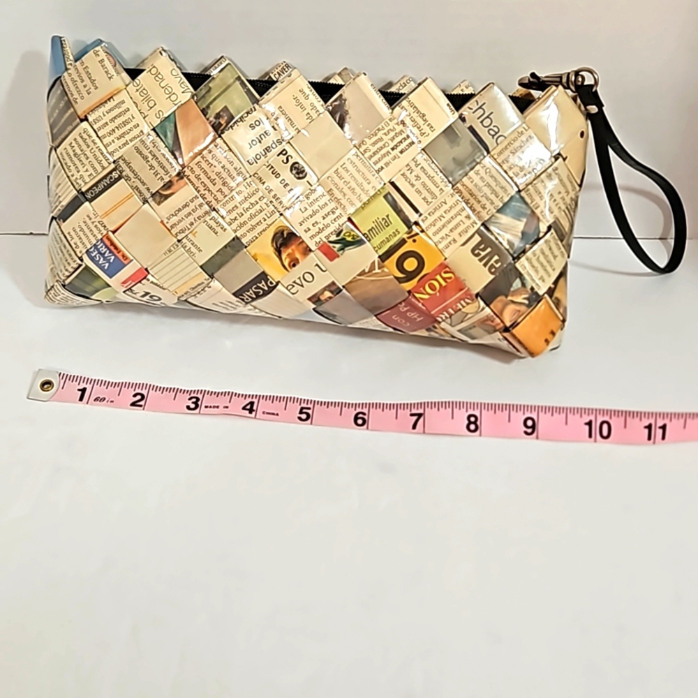 Ecoist Confetti News Wristlet Clutch EUC